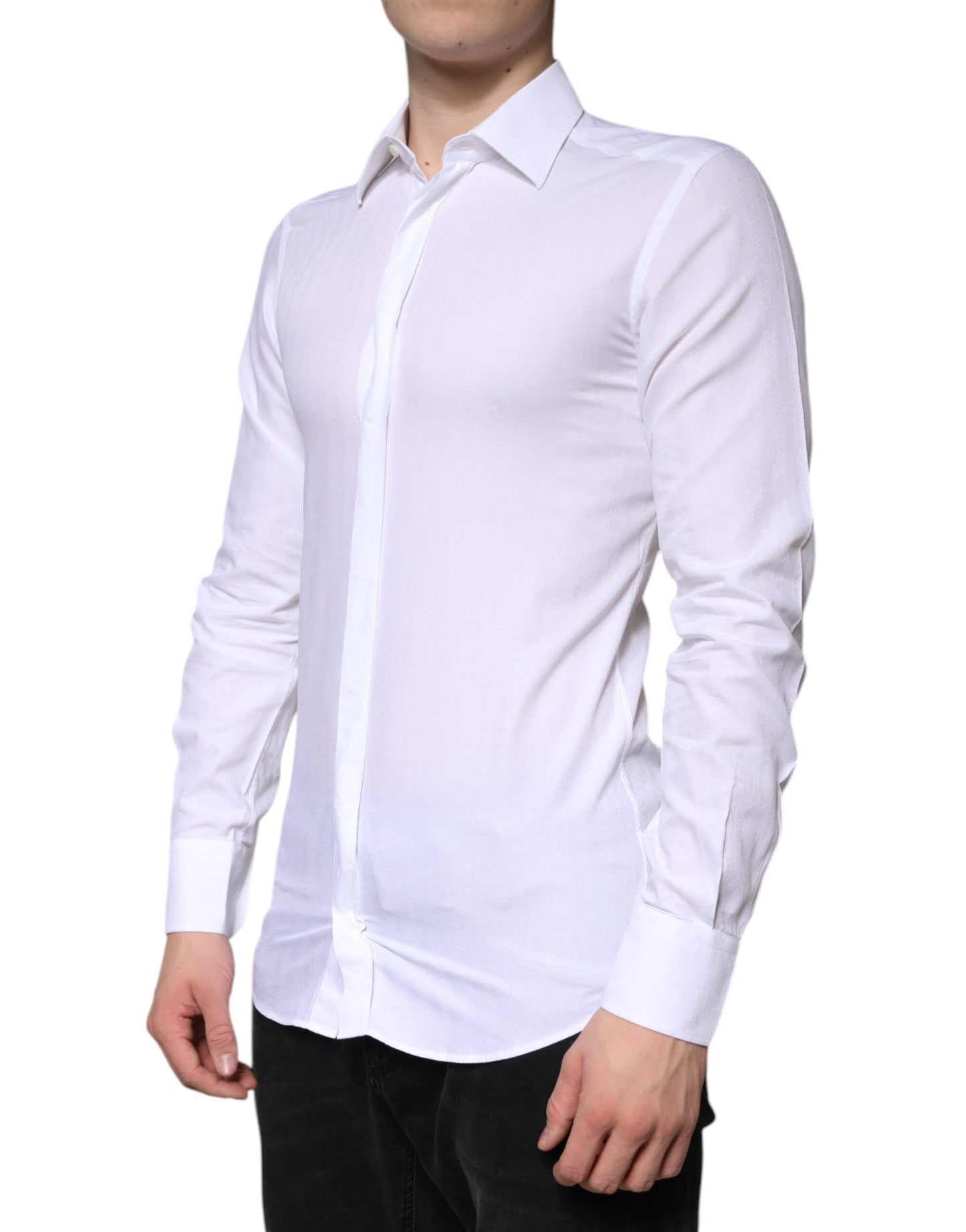 White Cotton Formal Men GOLD Dress Shirt