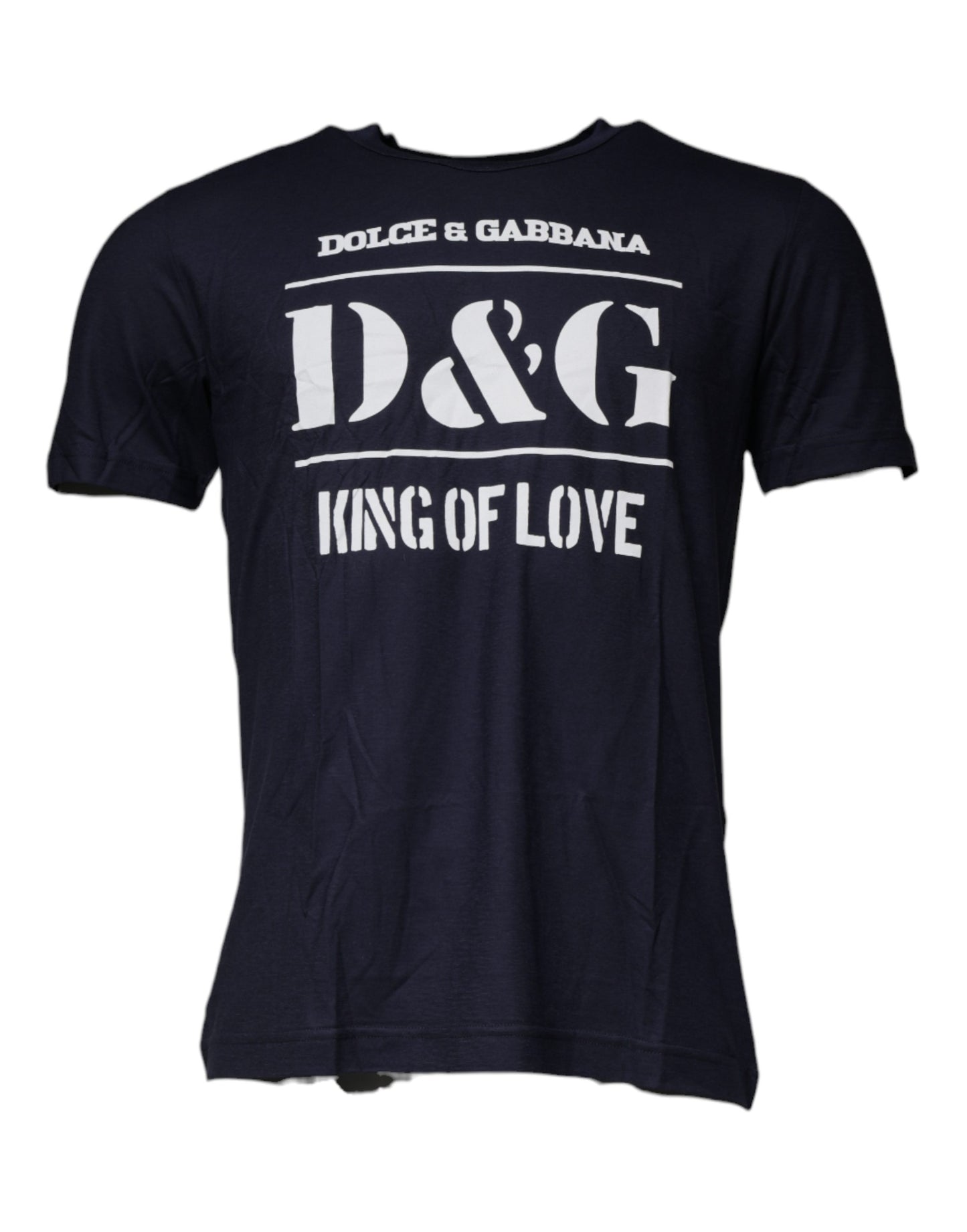 Blue D&G King Of Love Cotton Crew Neck T-shirt