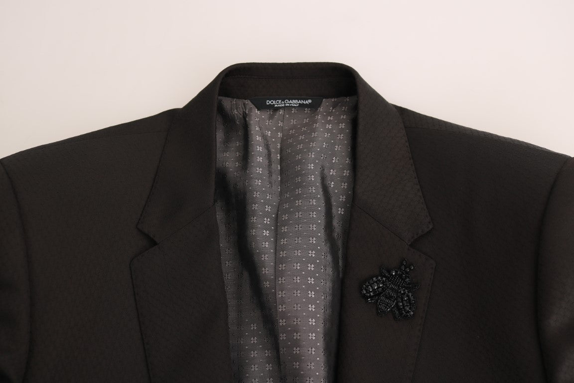 Elegant Brown Jacquard Martini Suit