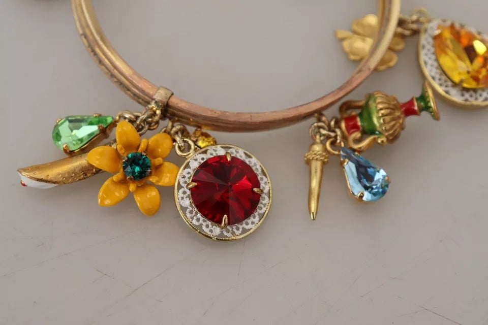 Multicolor Crystal Gold Tone Brass Bangle Bracelet