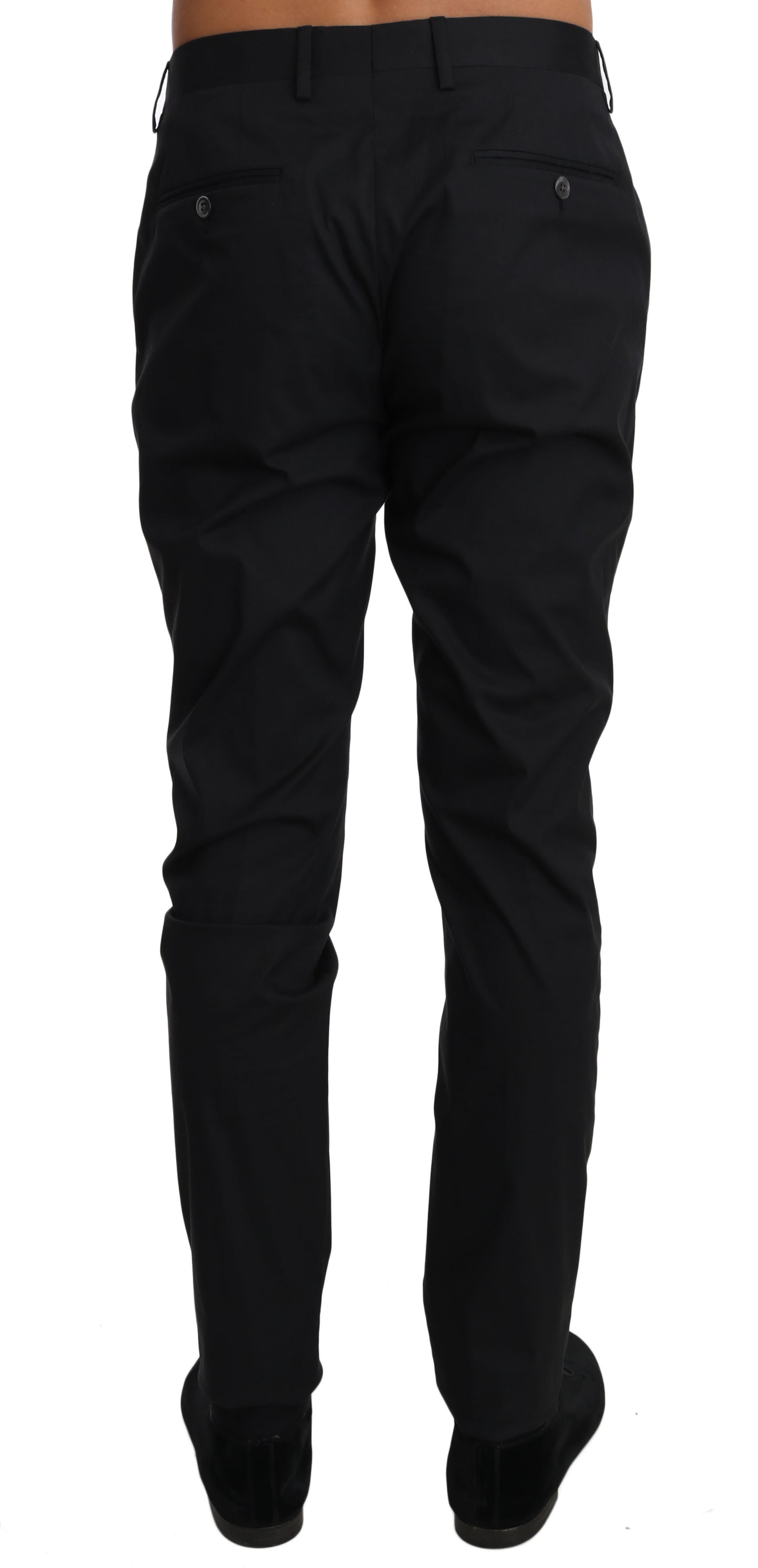 Elegant Black Formal Wool-Blend Trousers