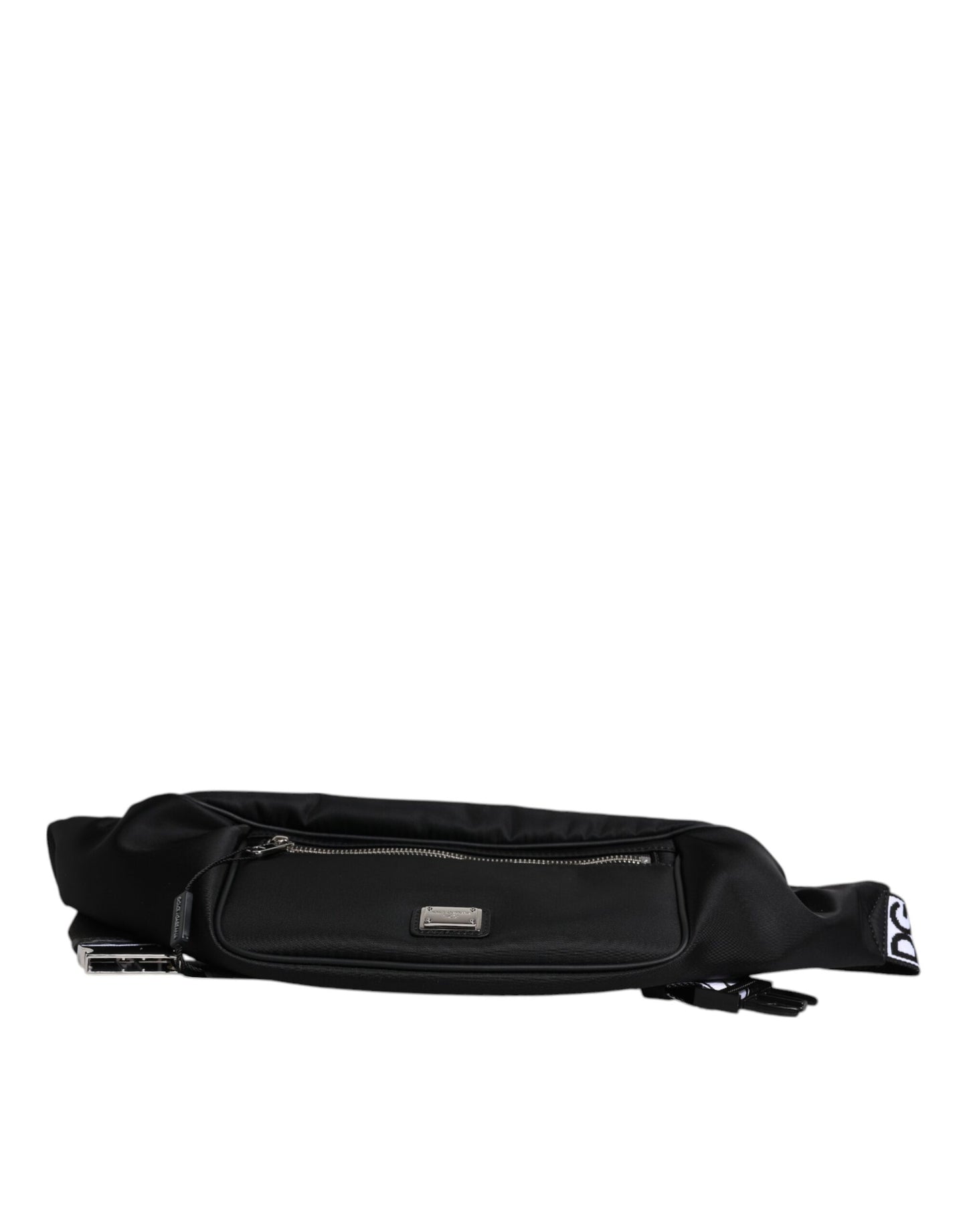 Black Polyester Logo Plaque Belt Waist Men Fanny Pack Bag