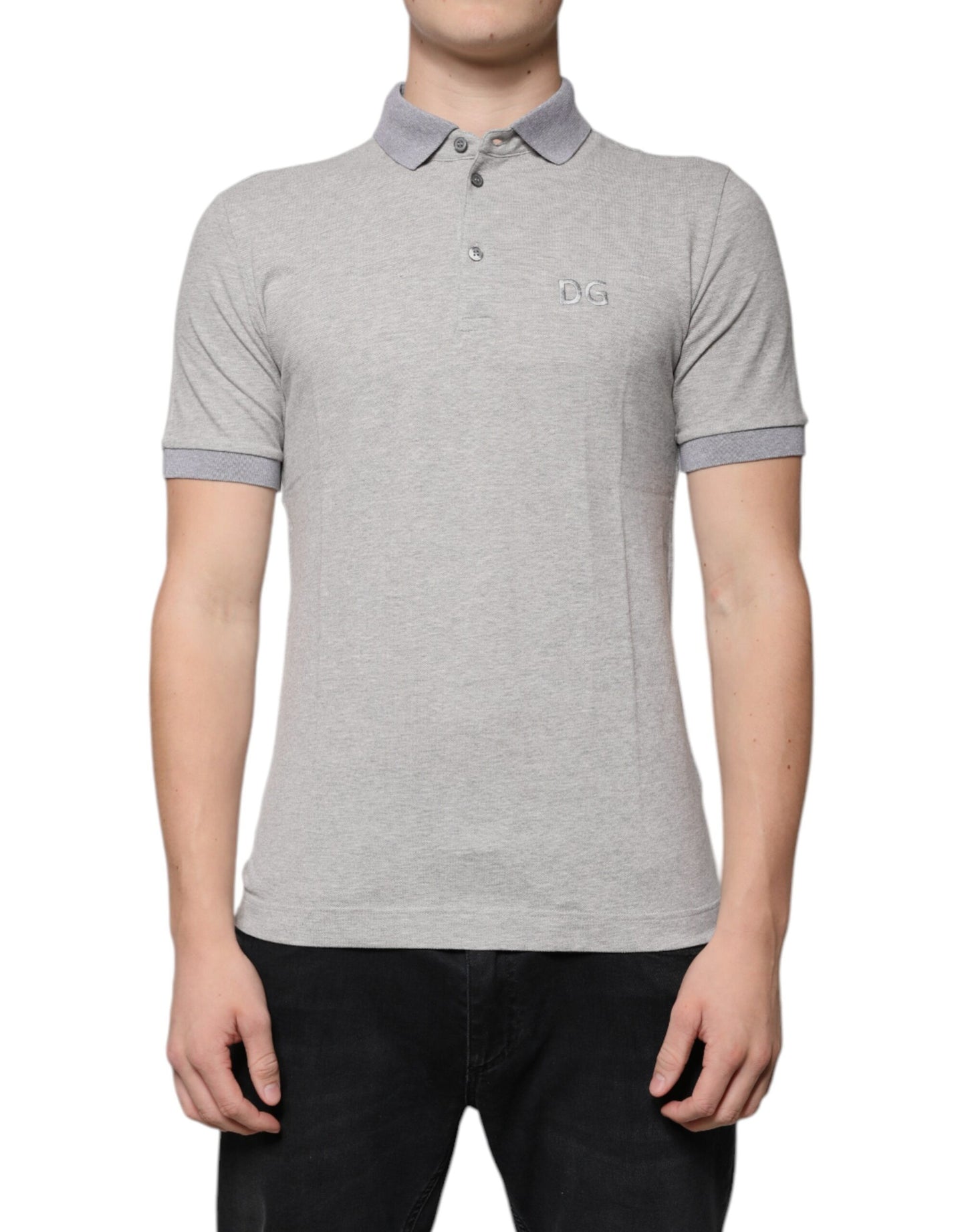 Gray Collared Short Sleeves Men Polo T-shirt