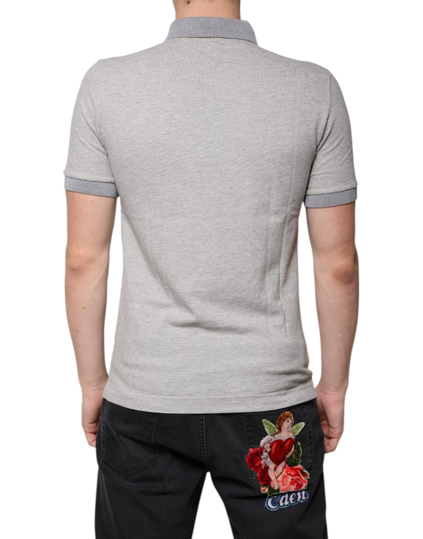 Gray Collared Short Sleeves Men Polo T-shirt