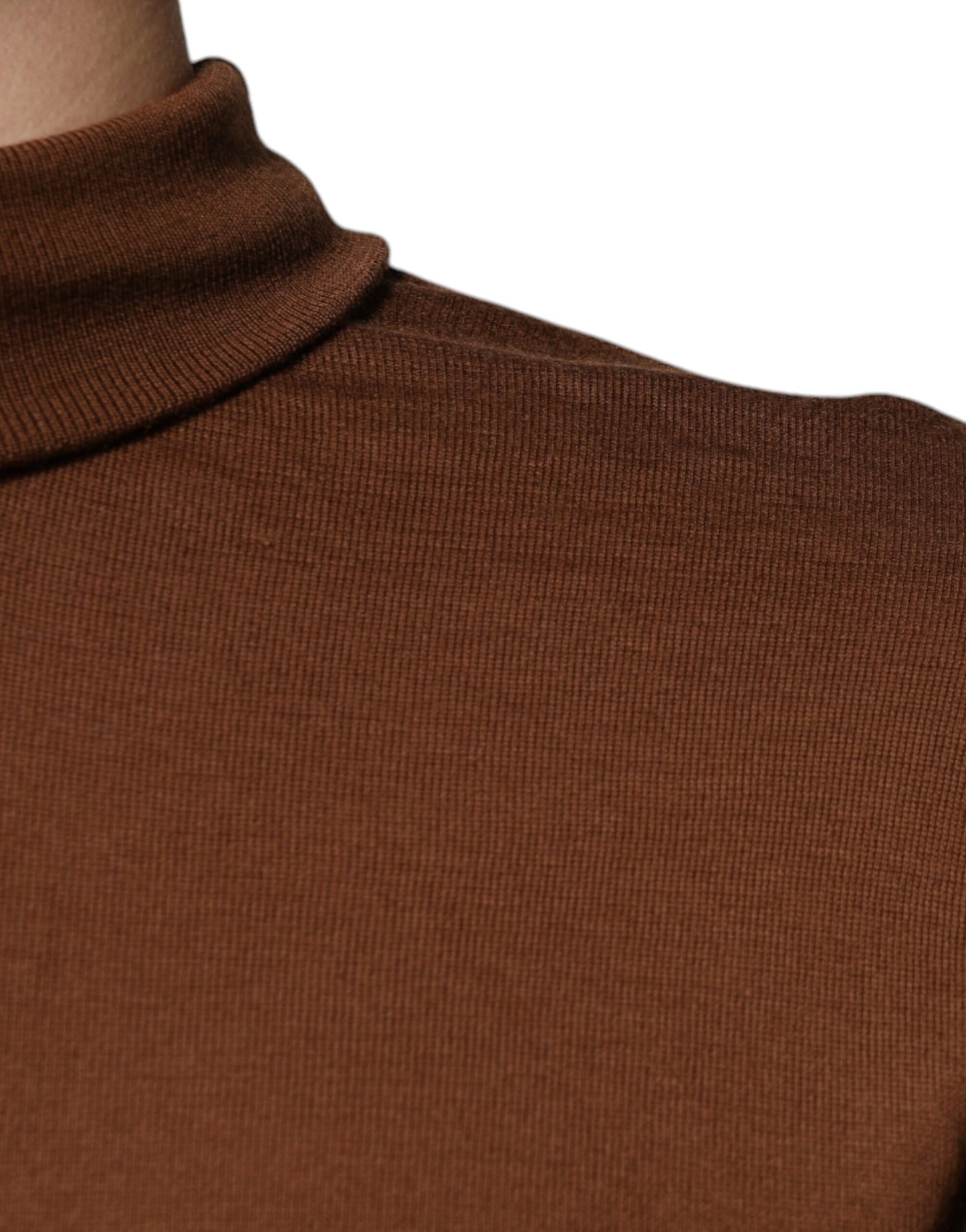 Brown Cashmere Turtleneck Pullover Sweater