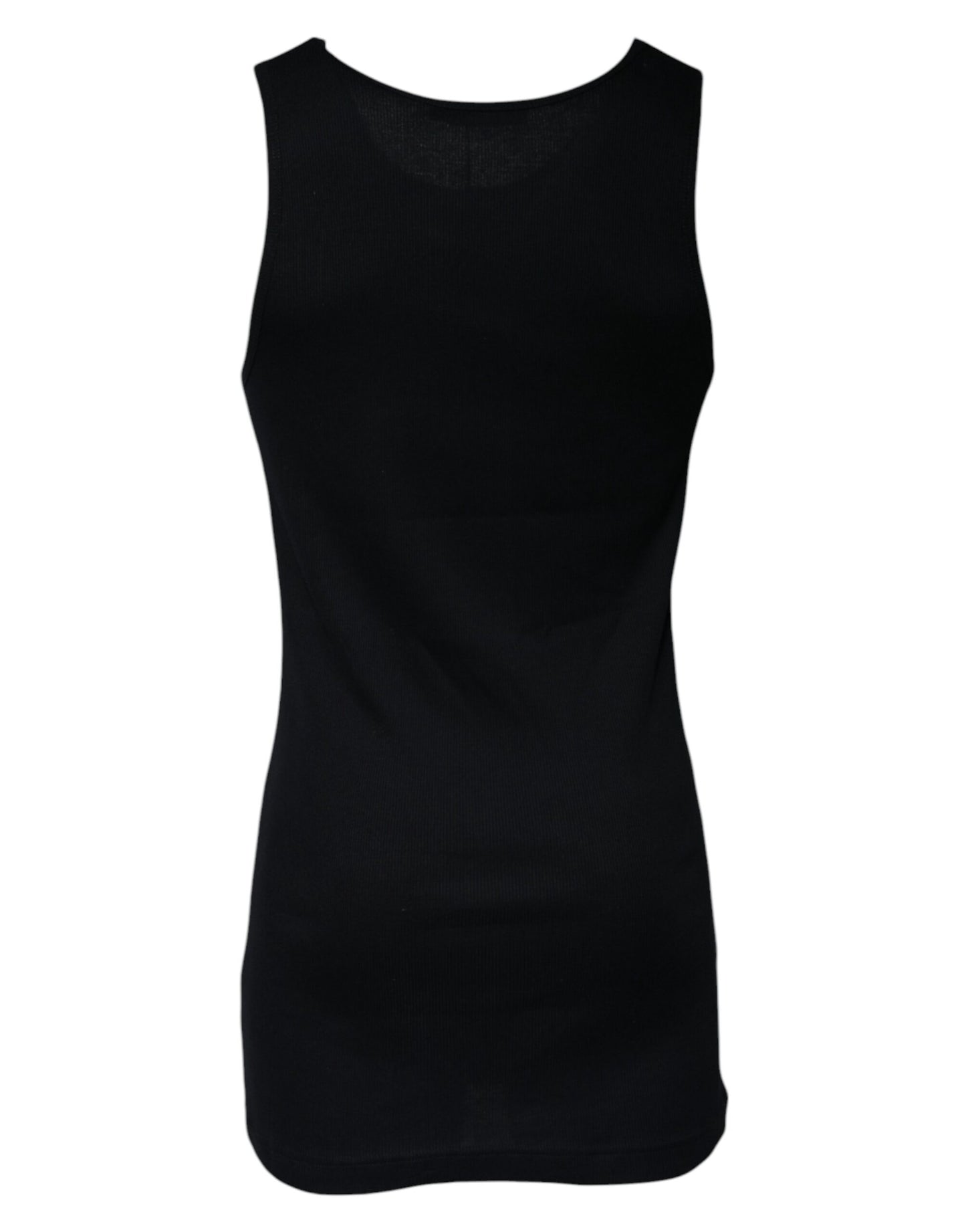 Black Cotton Sleeveless Round Neck Tank T-shirt