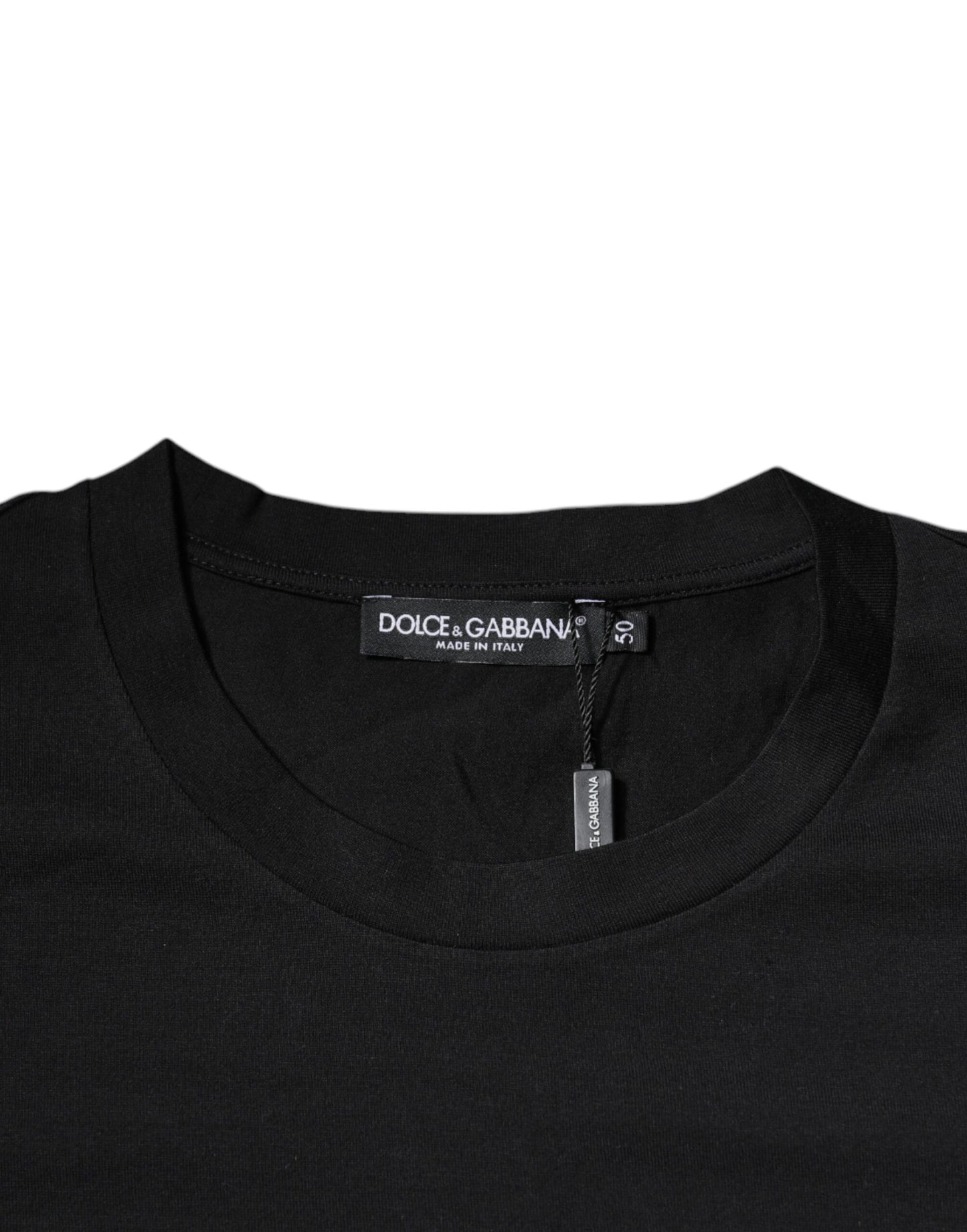 Black DG Logo Print Cotton Crew Neck T-shirt