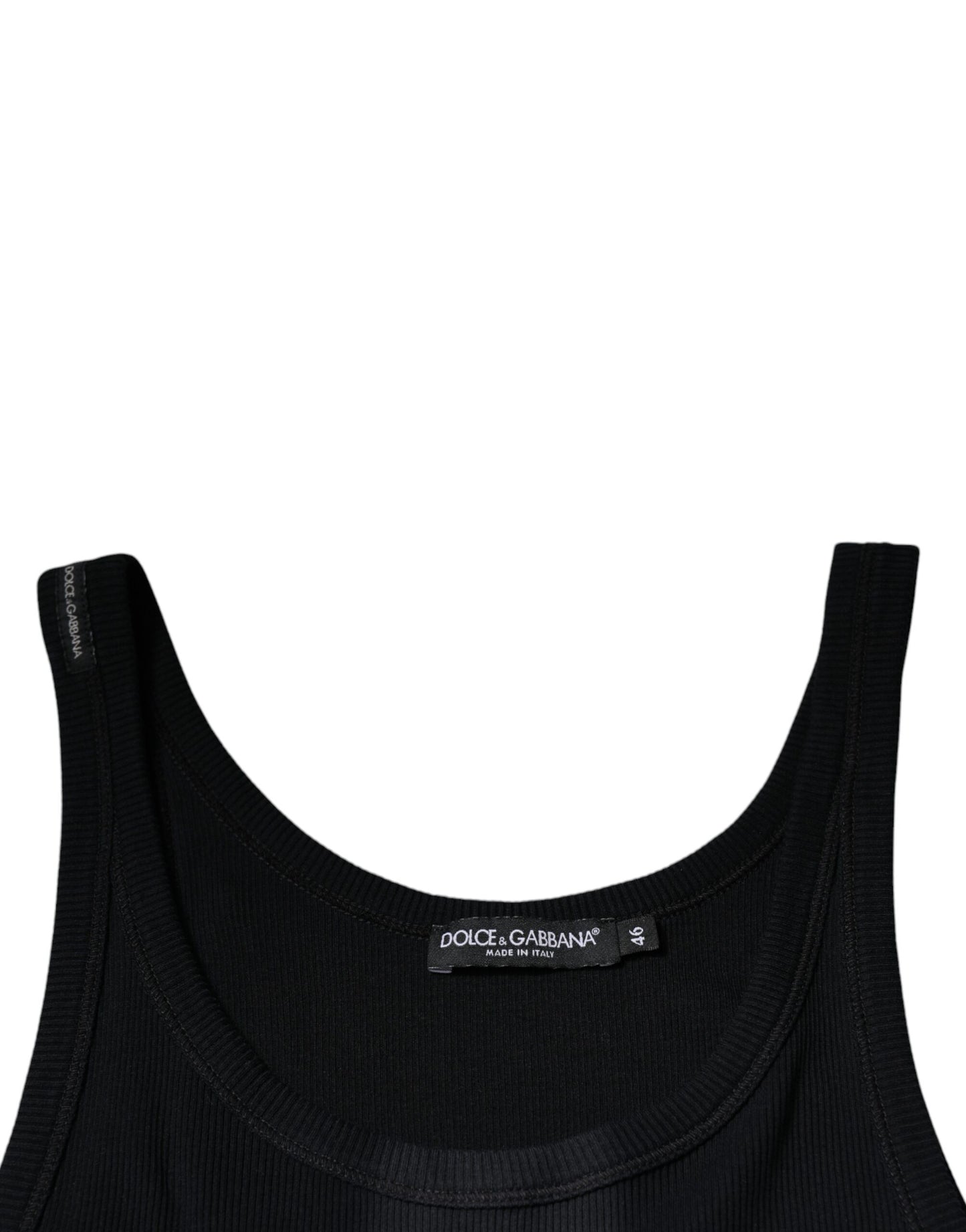 Black Cotton Sleeveless Round Neck Tank T-shirt