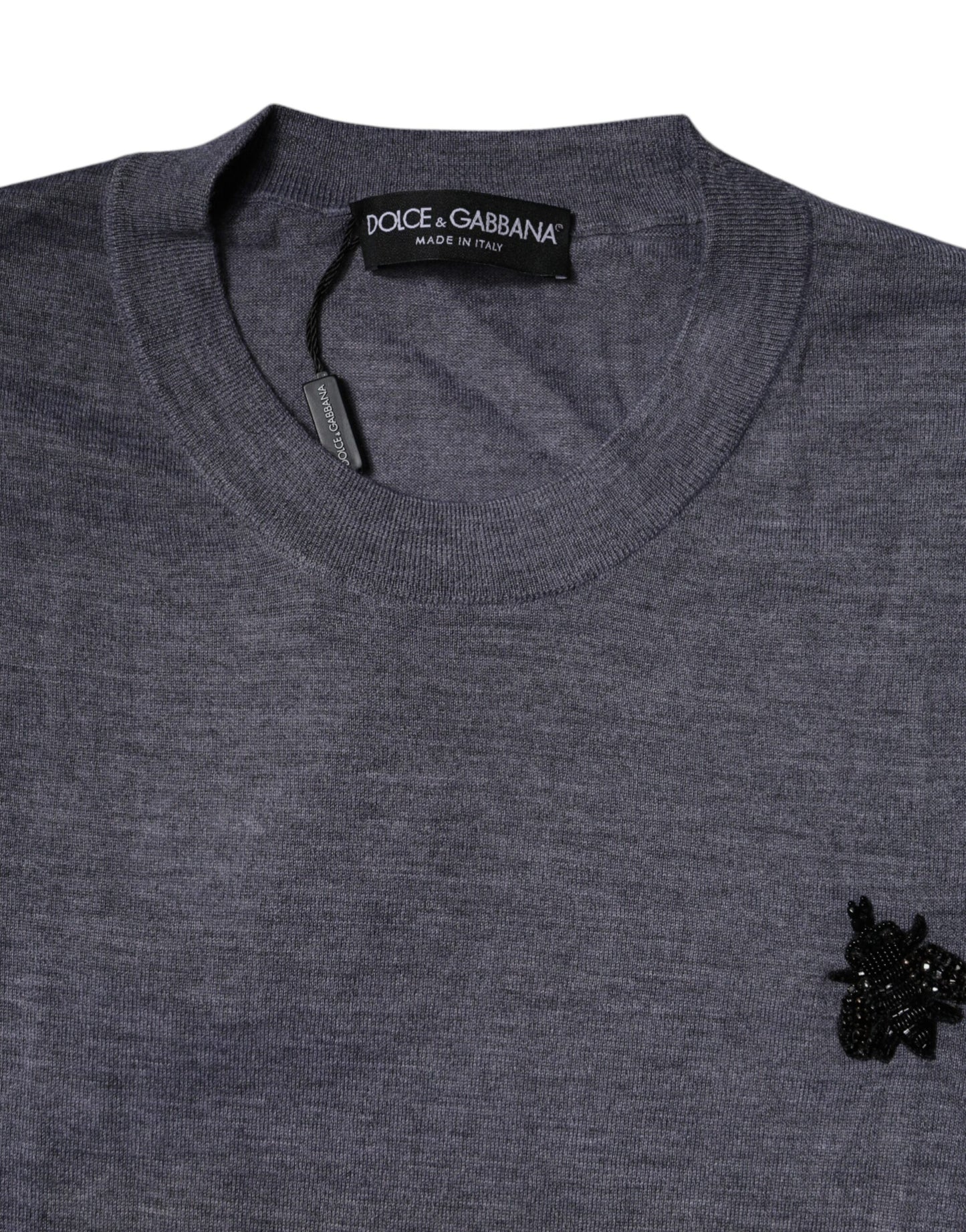 Gray Cashmere Crew Neck Short Sleeve T-shirt