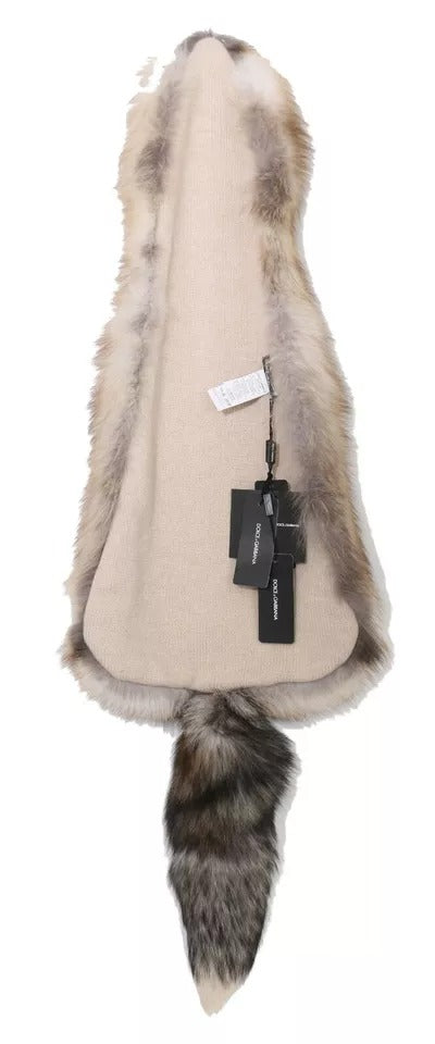 Brown Fox Tail Fur Shawl Neck Wrap Cover Collar Scarf