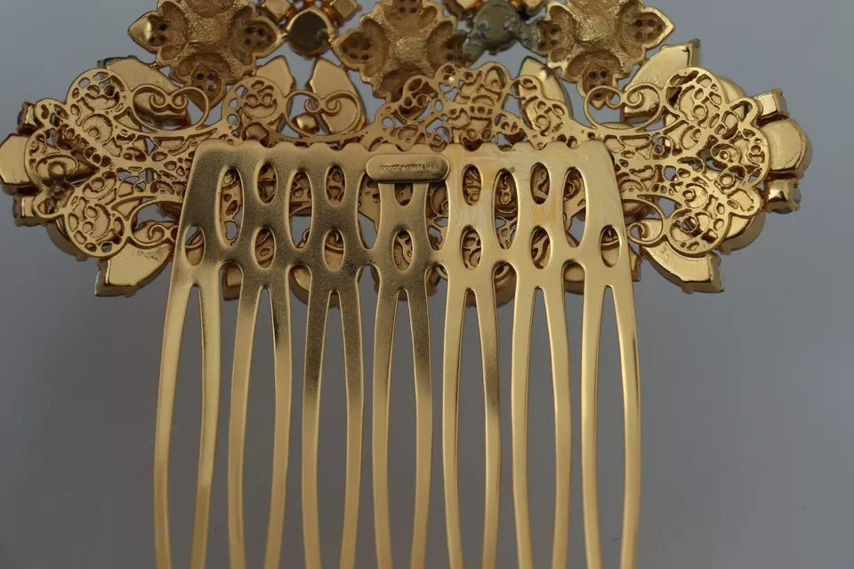 Gold Brass Clear Crystal Hair Stick Accessory Comb