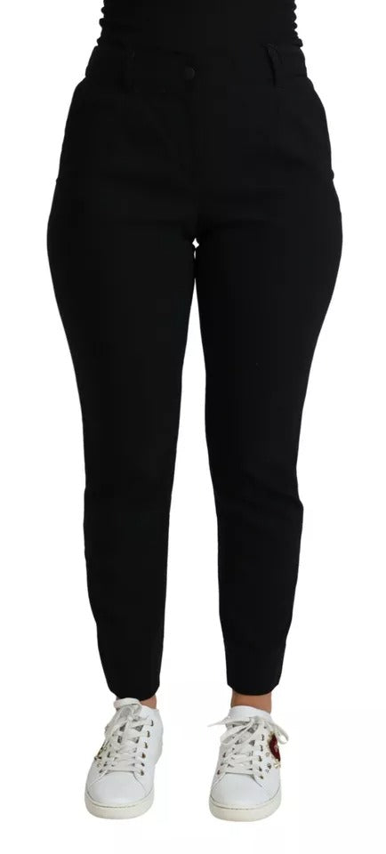 Black Virgin Wool Stretch Skinny Pants