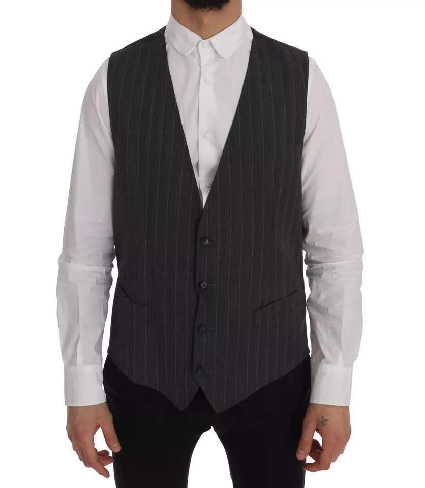 Gray Wool Stretch Gilet Waistcoat Vest