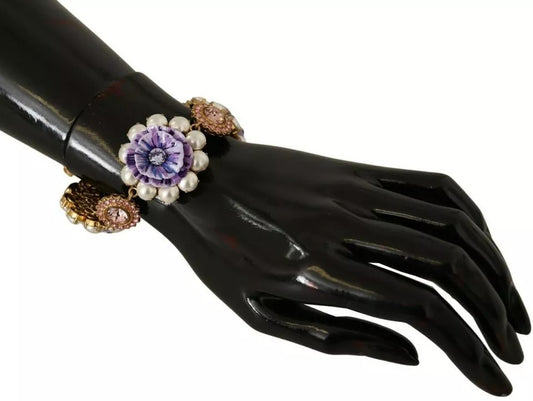 FIORI BLOOMING Floral Baroque Crystals Brass Bracelet