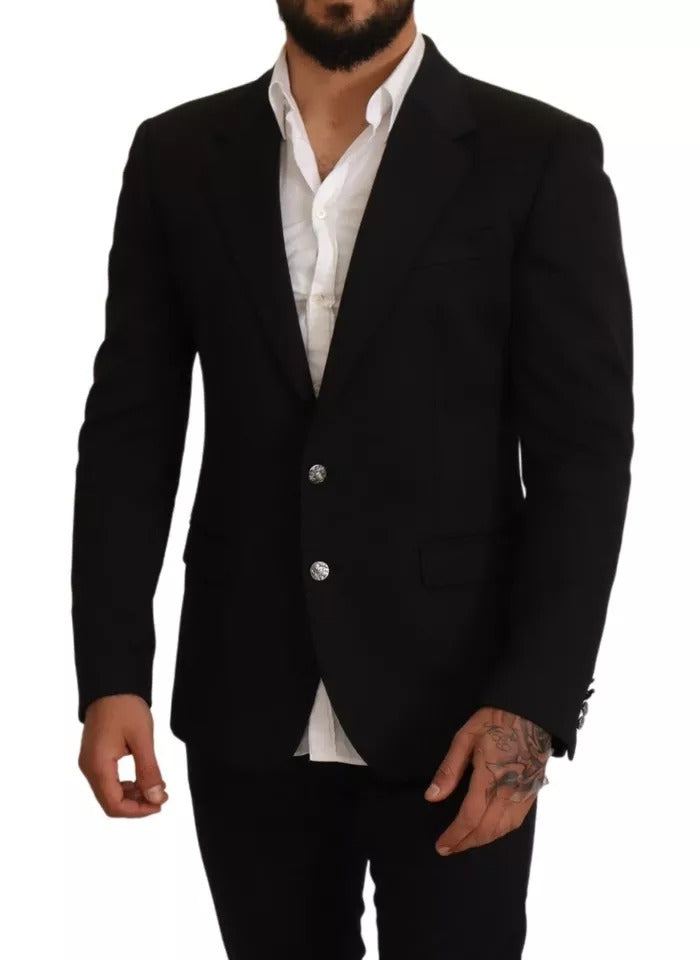 Black Cotton Slim Fit Coat Blazer Jacket