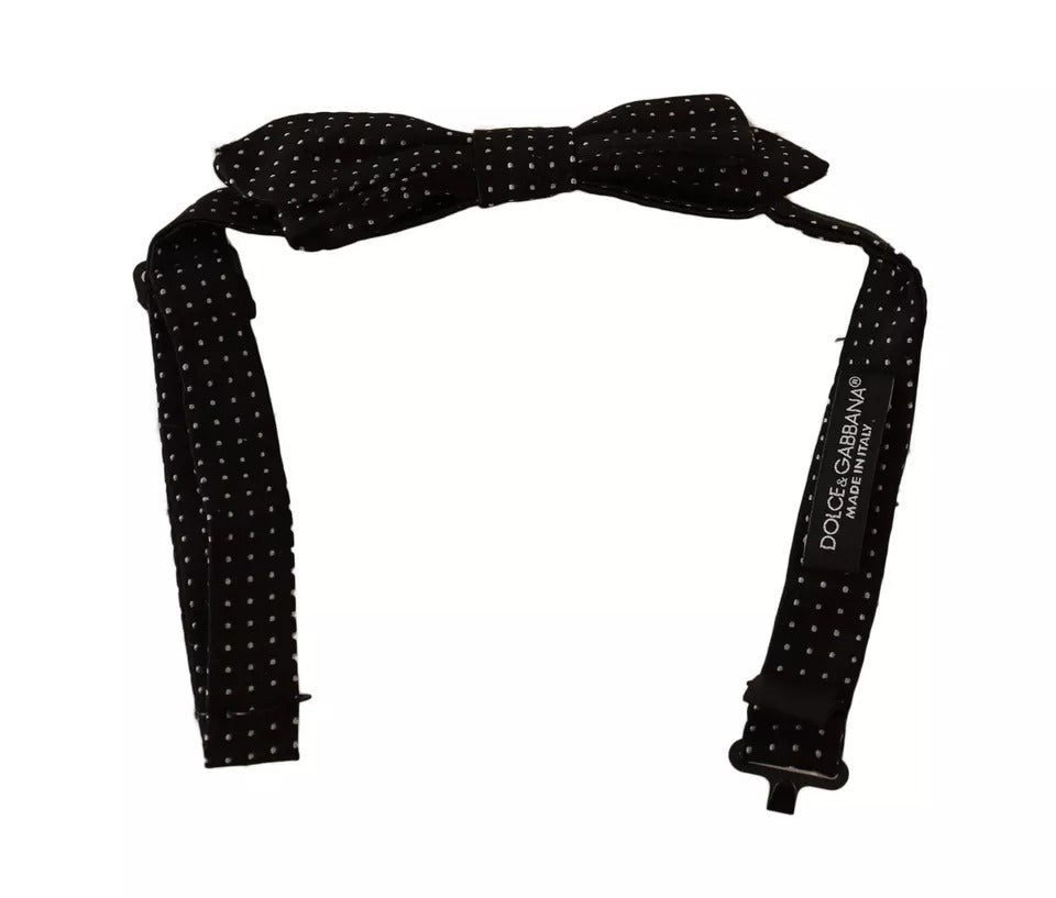 Black Dots Slim Silk Adjustable Neck Bow Tie Men