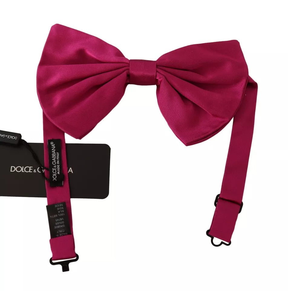 Pink Silk Adjustable Neck Bow Tie Men