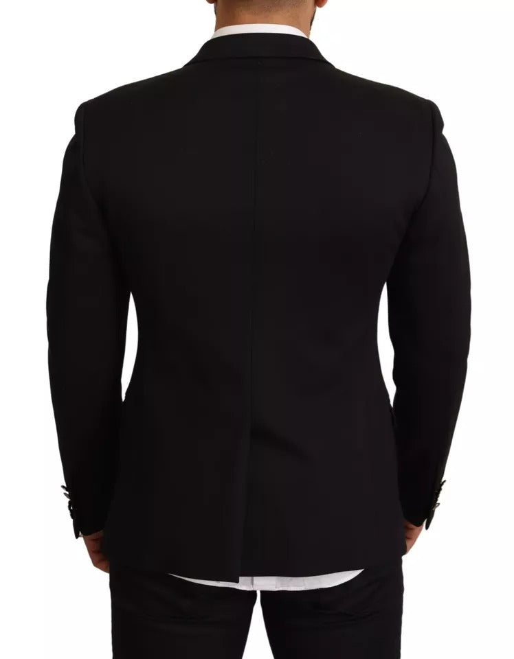 Black Cotton Slim Fit Coat Jacket Blazer