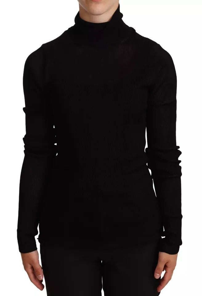 Black Turtleneck Slim Fit Pullover Sweater