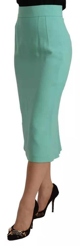 Mint Green Viscose Pencil Cut Midi Skirt