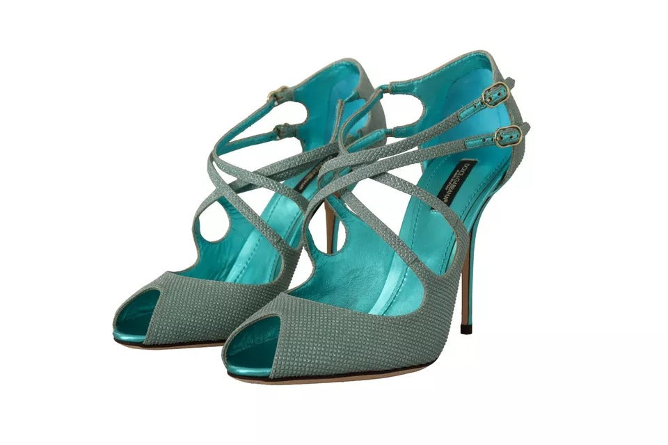 Blue Glittered Strappy Heels Sandals Shoes