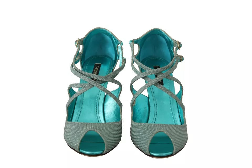 Blue Glittered Strappy Heels Sandals Shoes