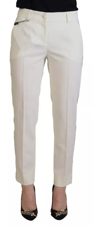 White High Waist Tapered Wool Pants