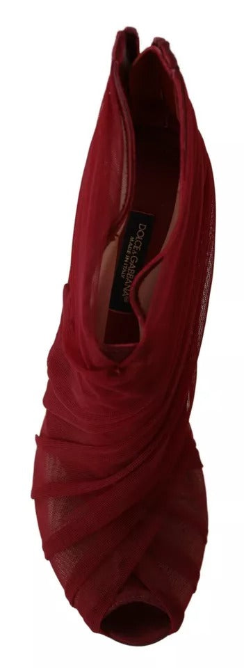 Red Tulle Ankle Boots Stiletto Heels Shoes