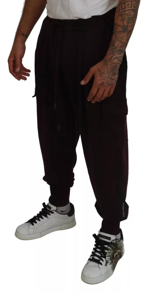 Bordeaux Cotton Cargo Jogger Sweatpants Pants