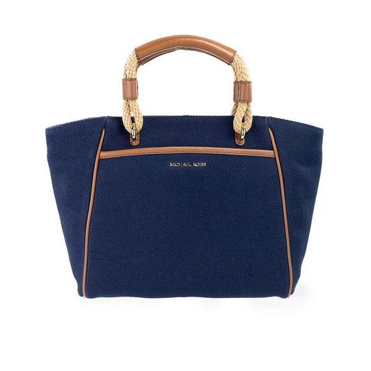 Talia Small Navy Cotton Canvas Tote Crossbody Purse