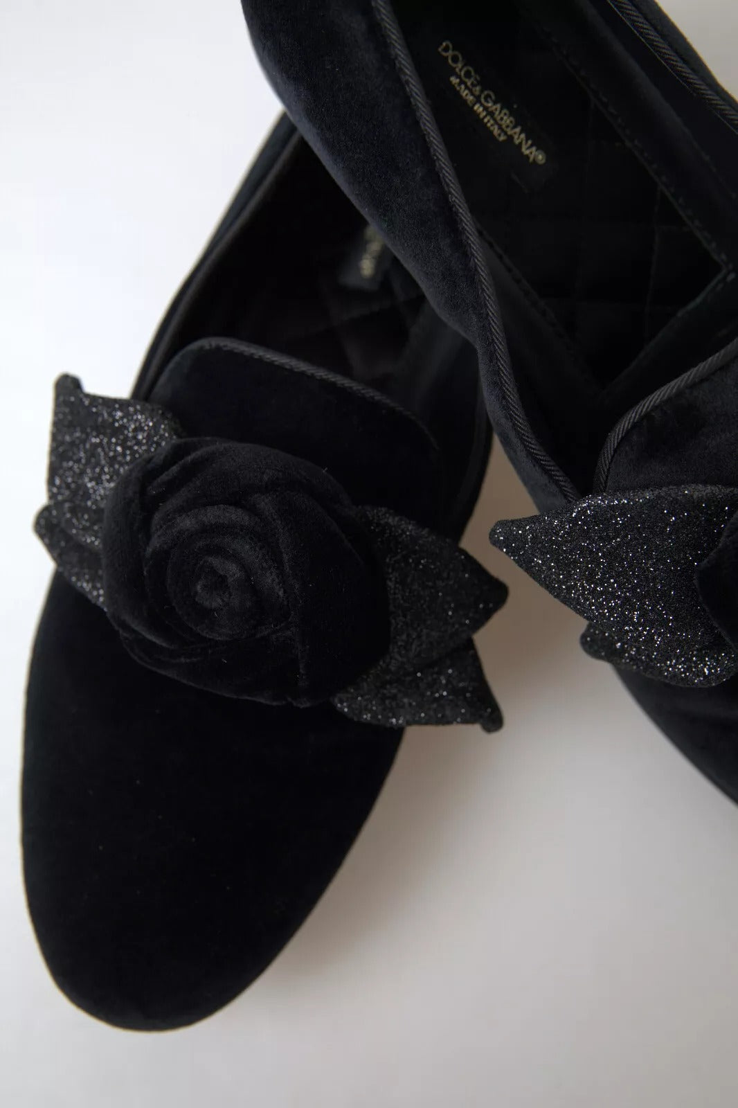 Black Velvet Flats Bow Young Queen Shoes