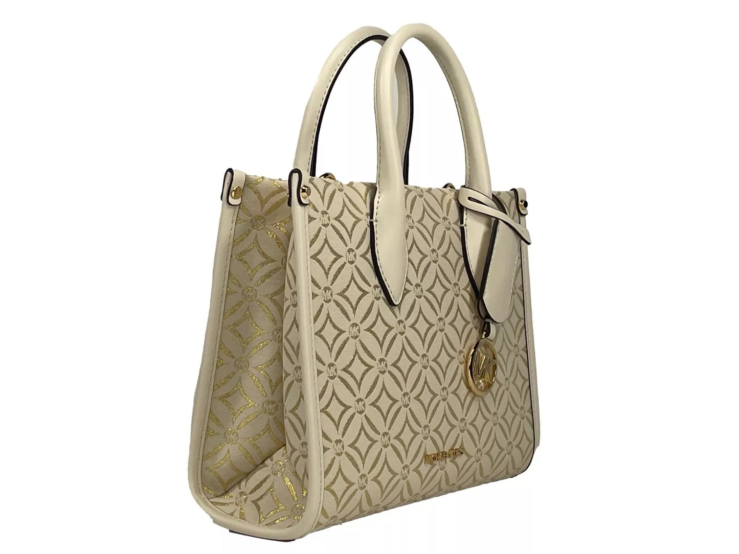 Mirella Small Top Zip Crossbody Tote Bag Creme