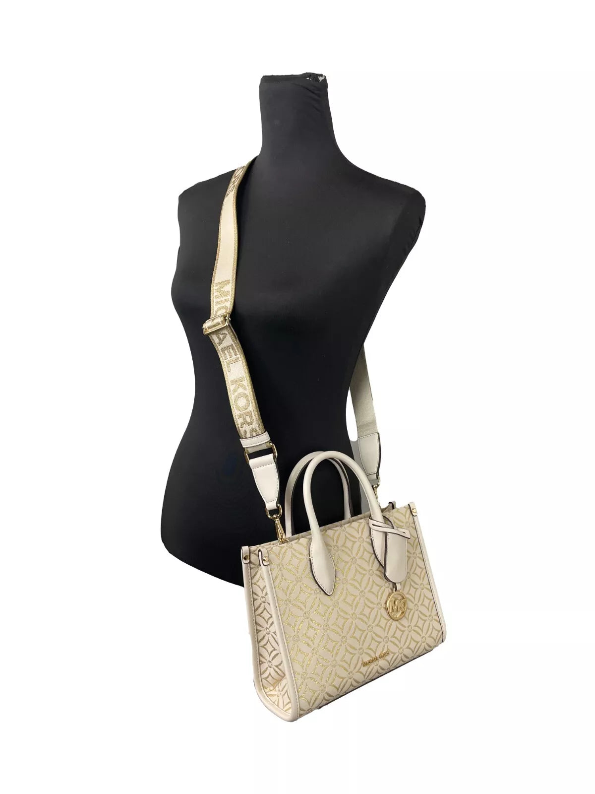 Mirella Small Top Zip Crossbody Tote Bag Creme