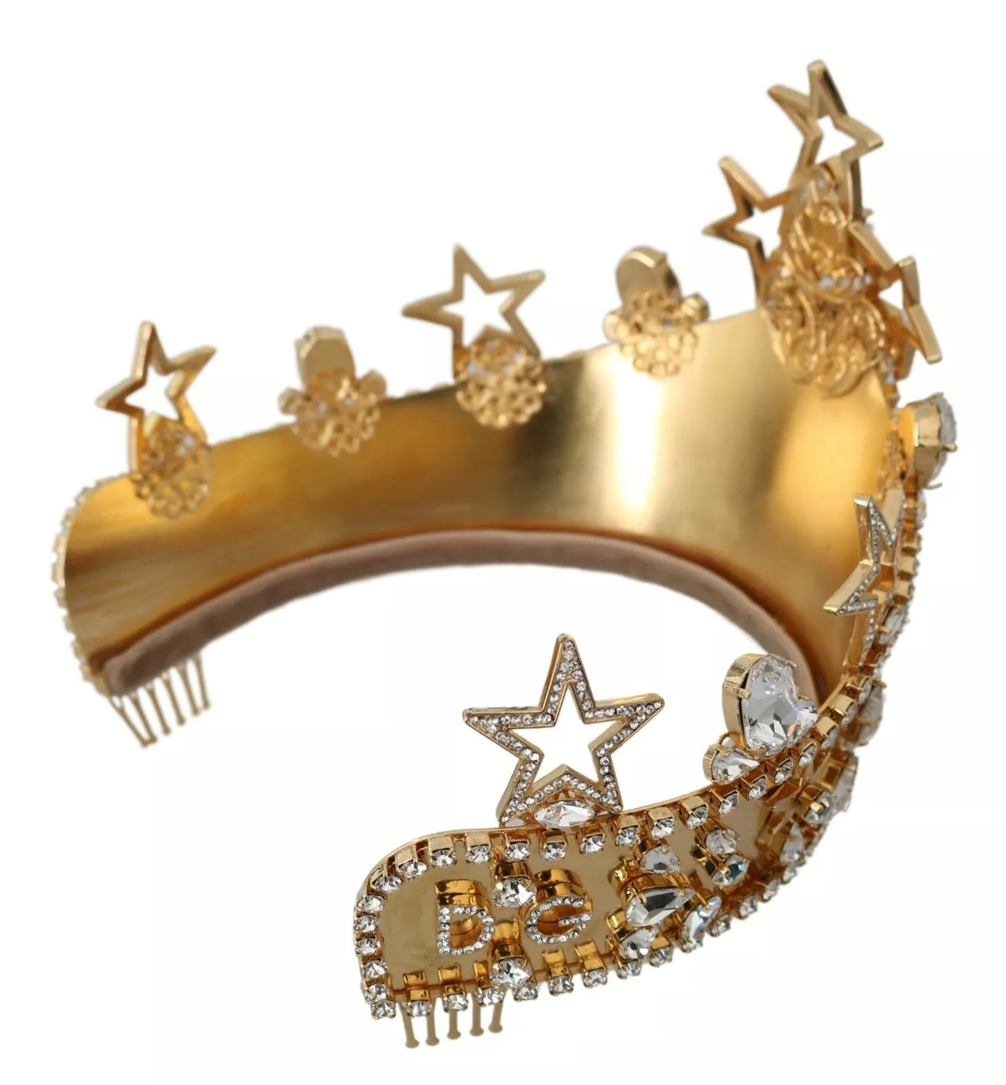 Gold Crystal Star STRASS Crown Logo Tiara Diadem