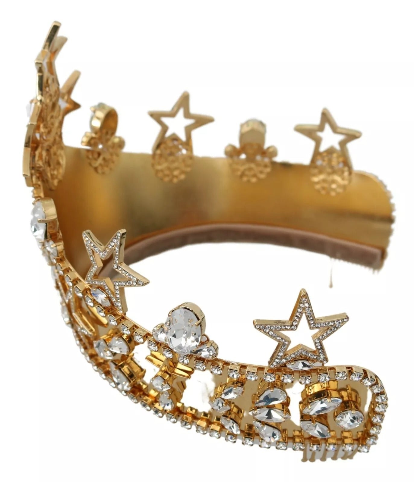 Gold Crystal Star STRASS Crown Logo Tiara Diadem