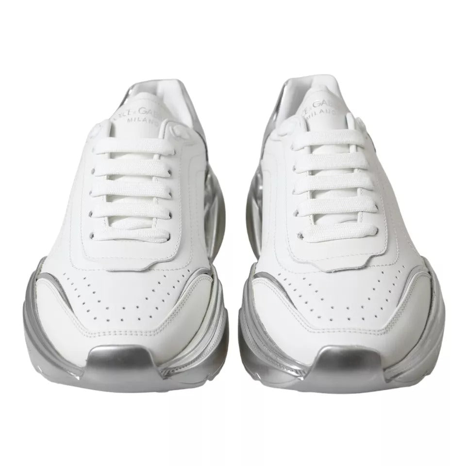 White Silver Daymaster Leather Sneakers Shoes