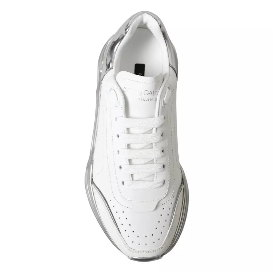 White Silver Daymaster Leather Sneakers Shoes