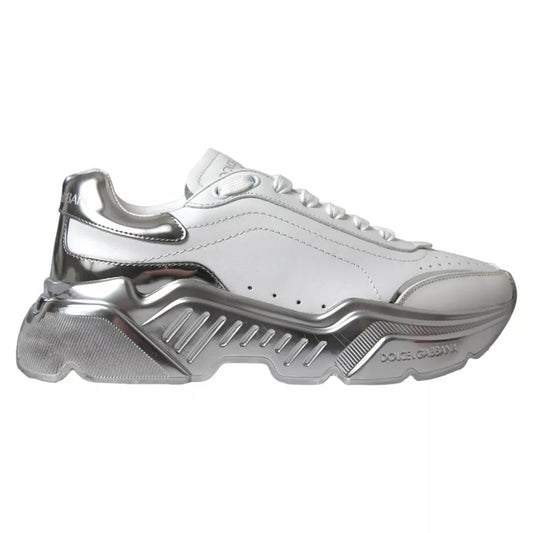 White Silver Daymaster Leather Sneakers Shoes