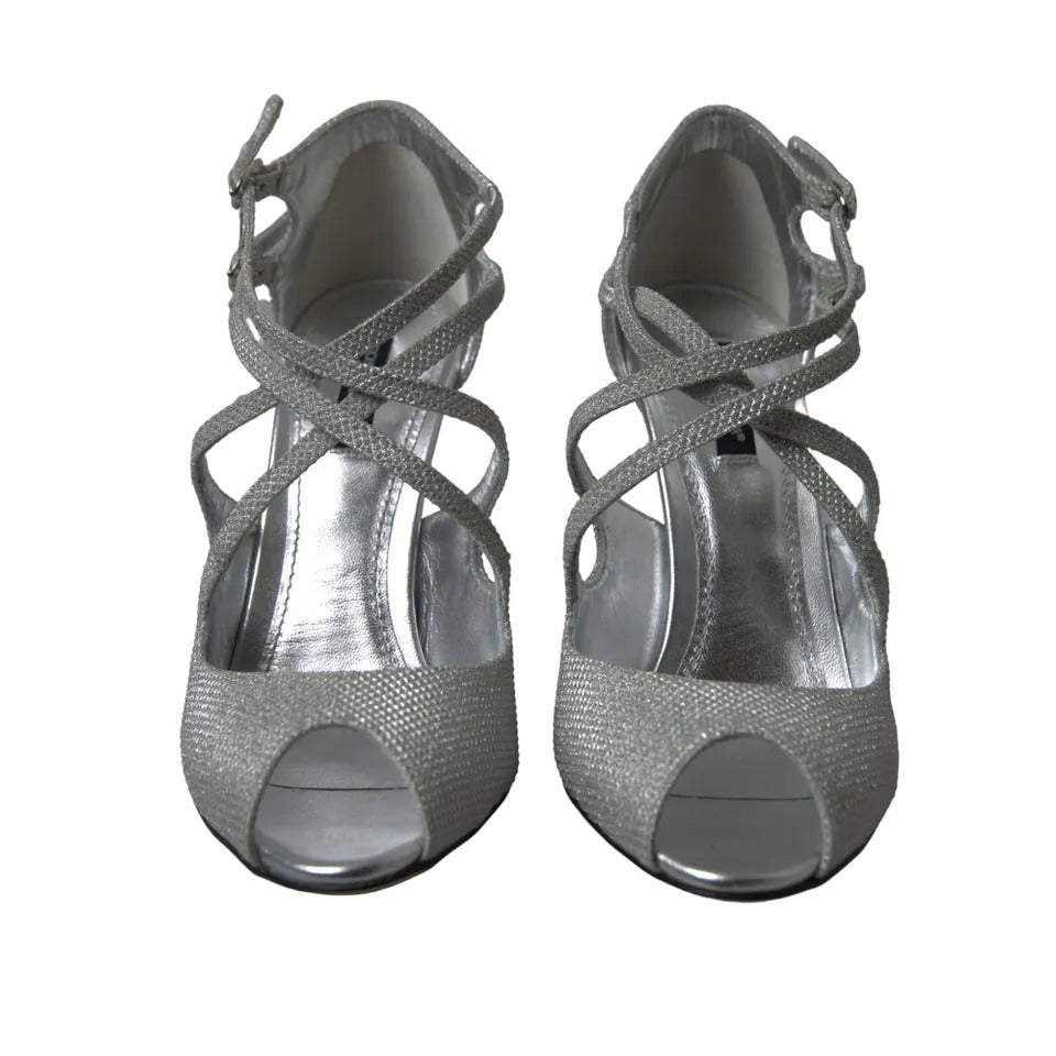 Silver Shimmers Sandals Heel Pumps Shoes