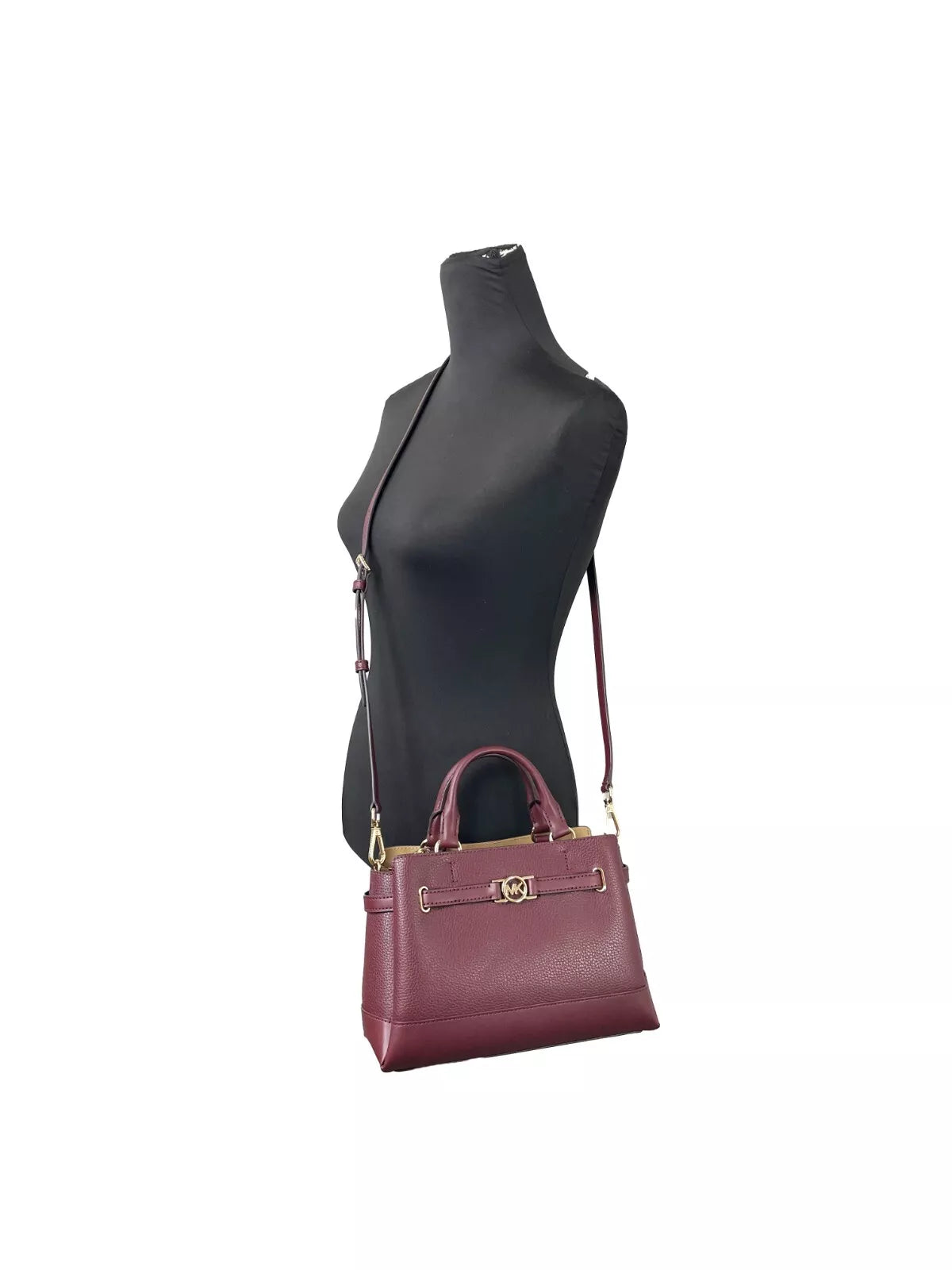 Reed Small Leather Belted Satchel Crossbody Bag Oxblood