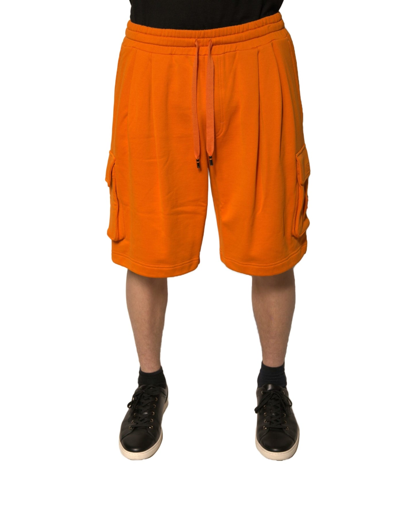 Orange Cotton Men Casual Cargo Bermuda Shorts