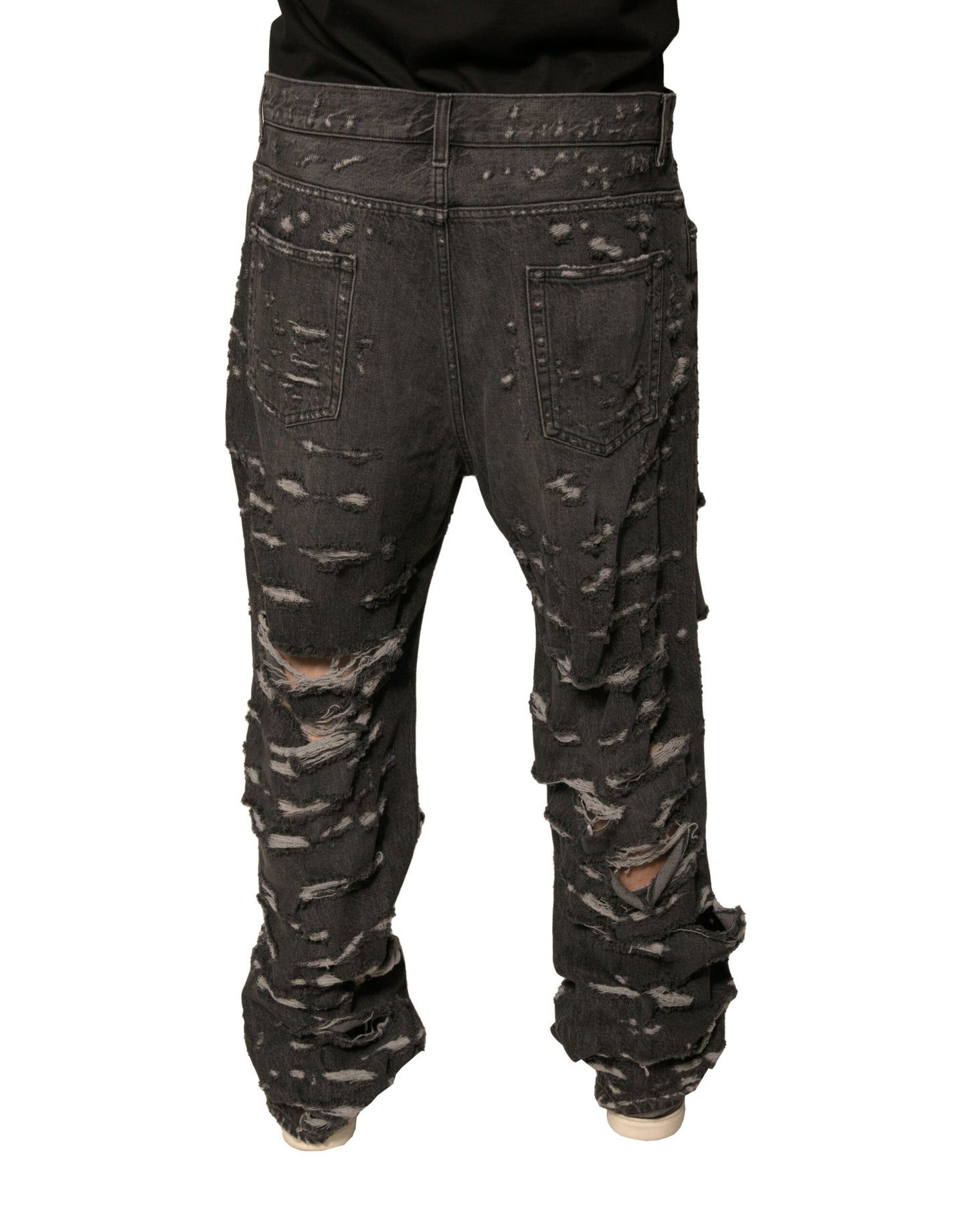 Gray Tattered Cotton Straight Men Denim Jeans