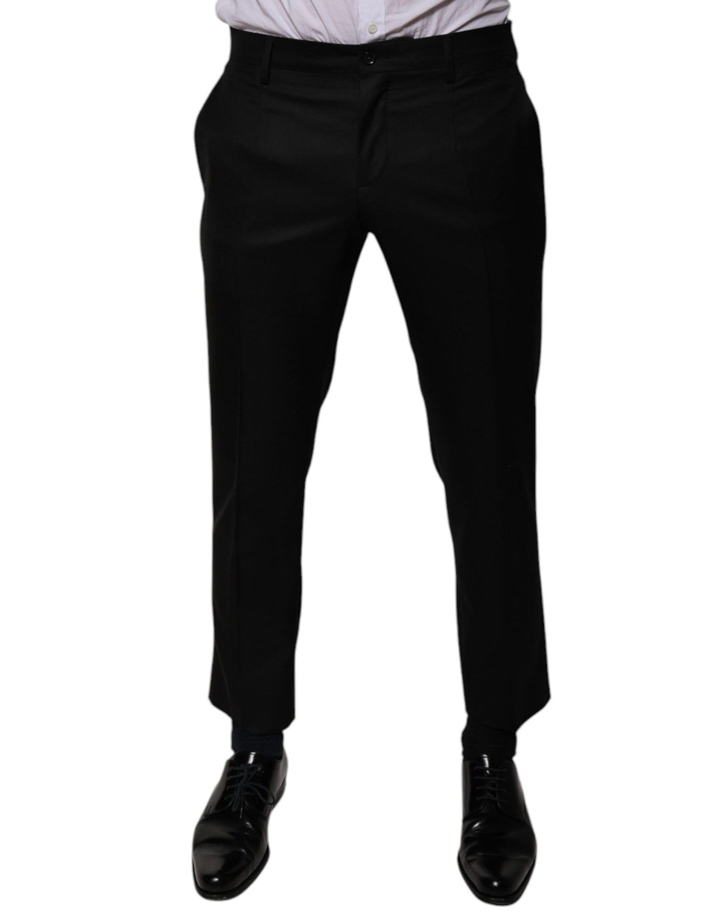 Black Wool Tapered Formal Dress Pants