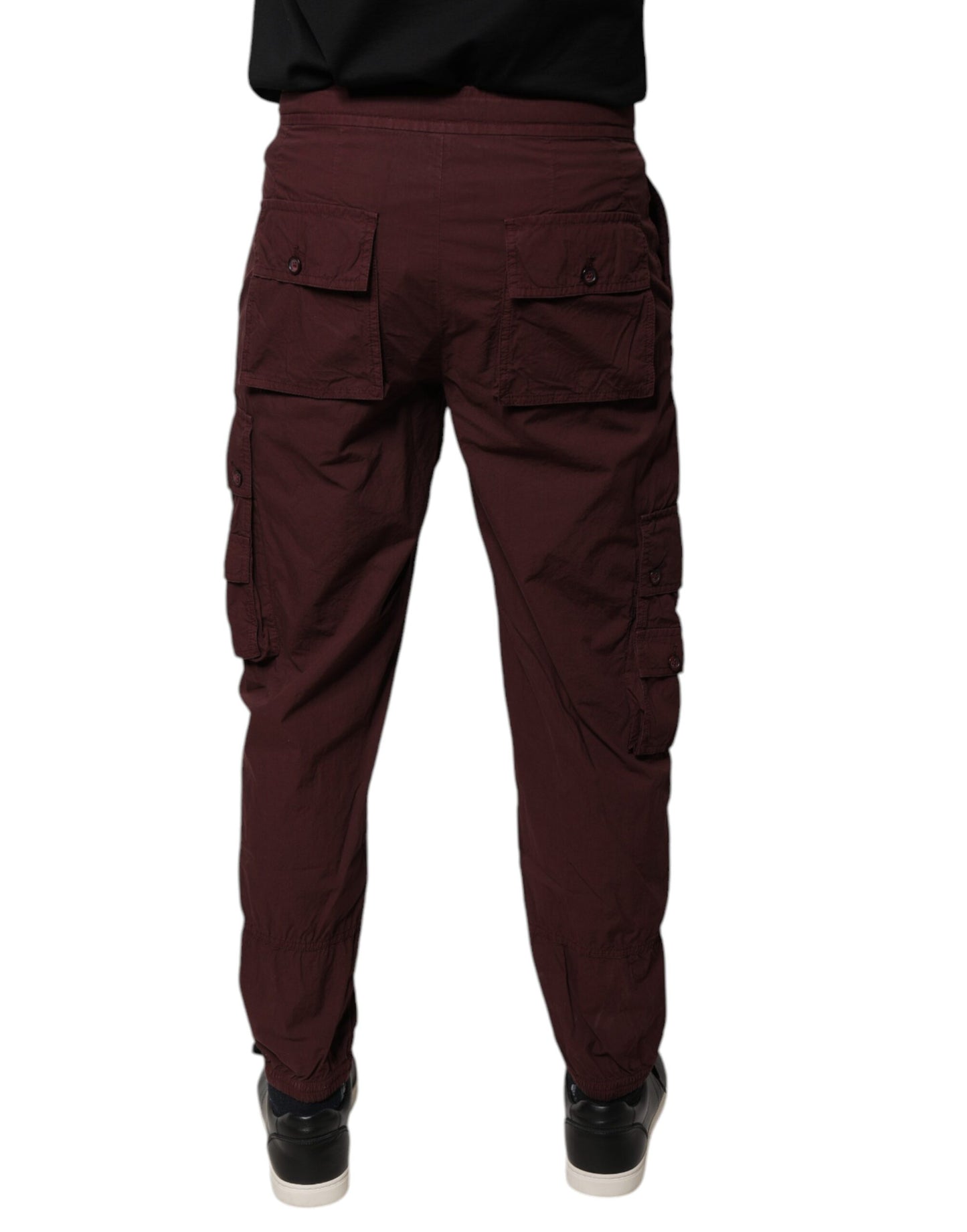 Bordeaux Cotton Cargo Jogger Sweatpants Pants