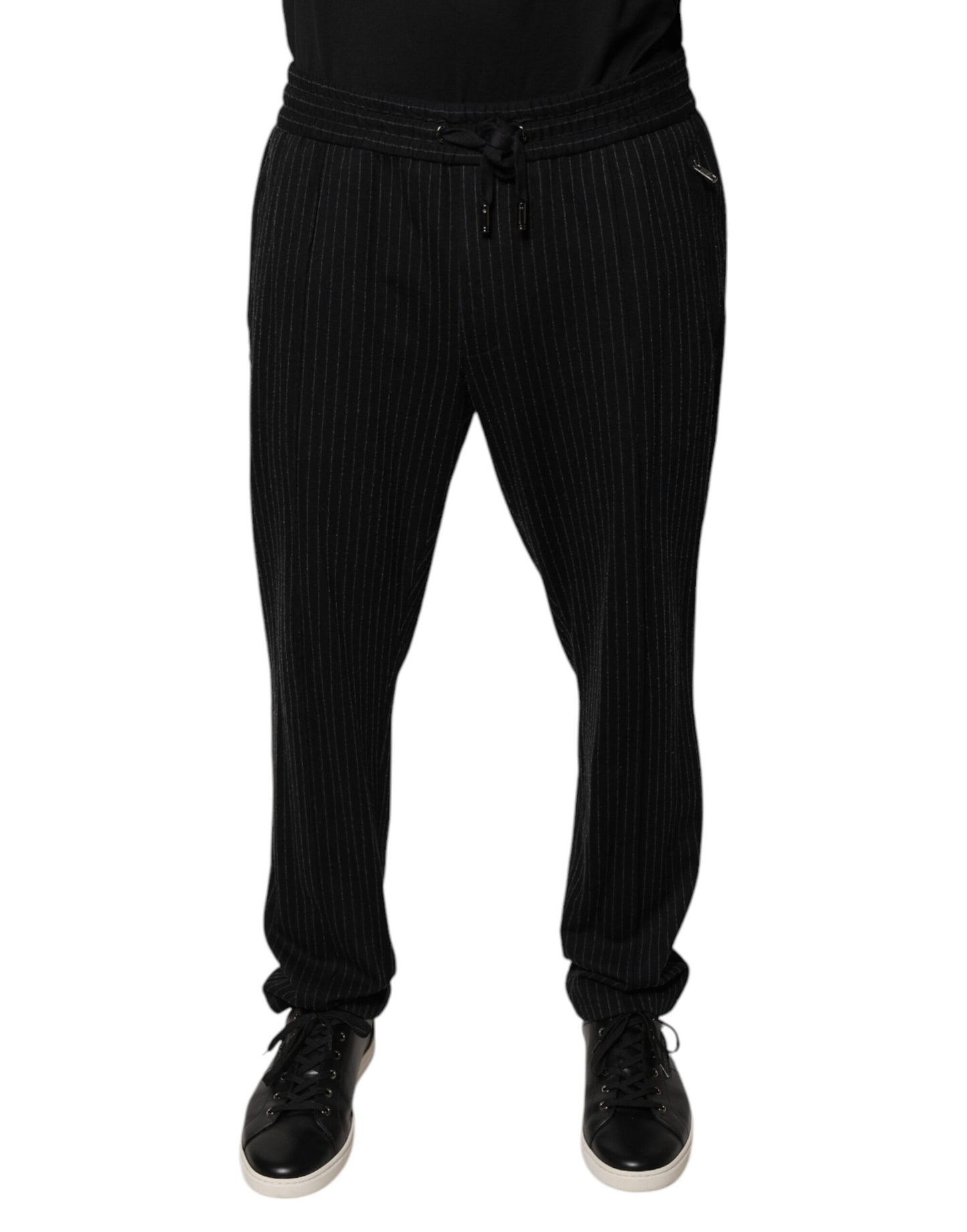 Black Stripes Viscose Skinny Dress Pants