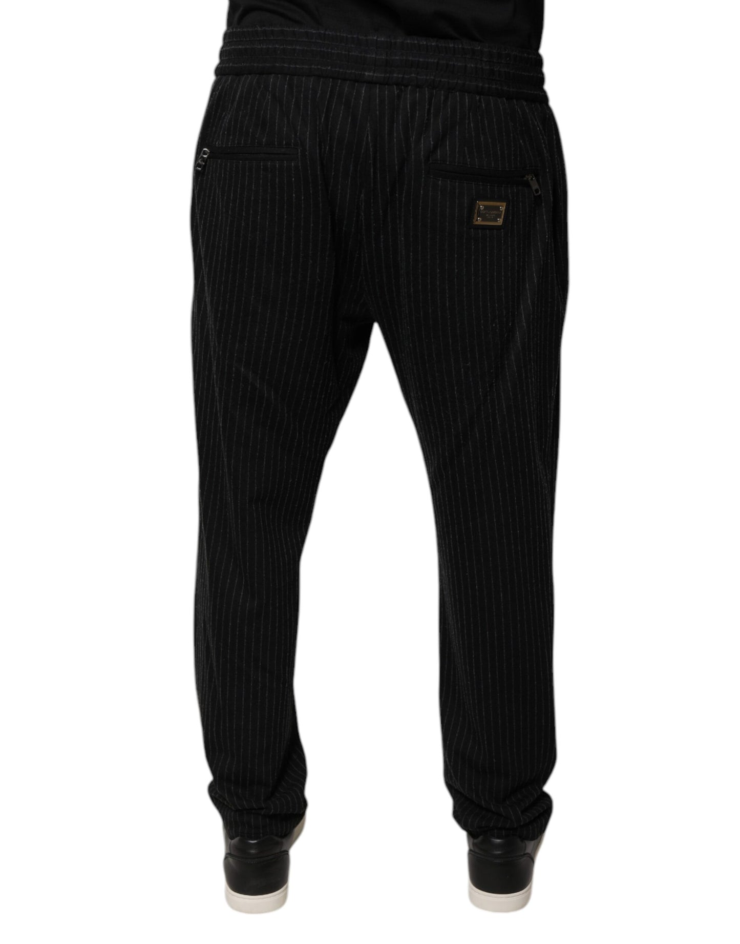 Black Stripes Viscose Skinny Dress Pants