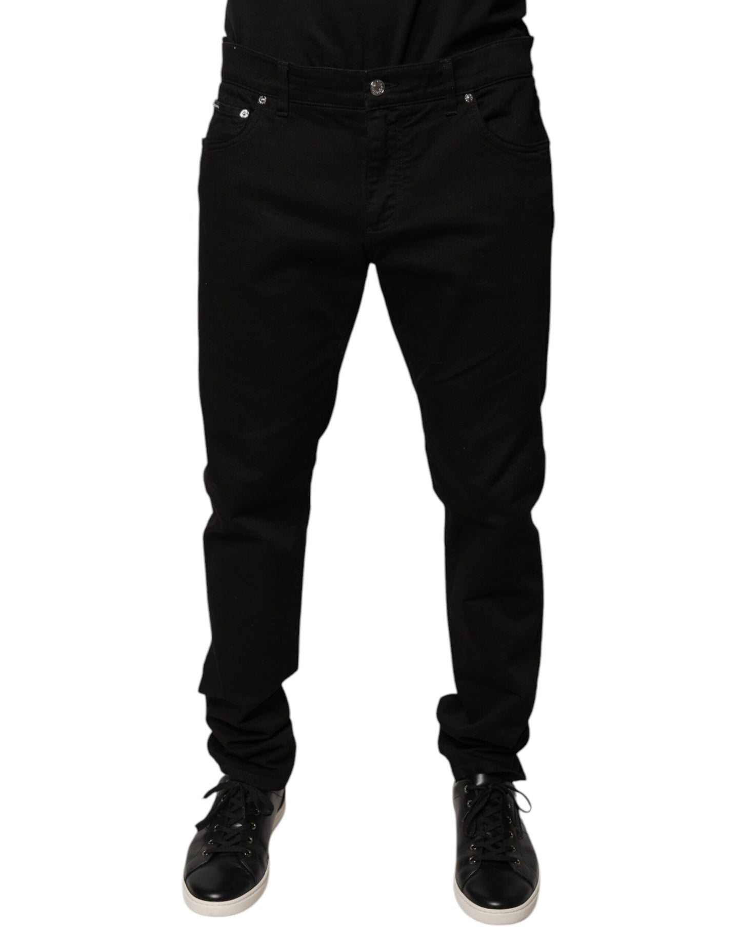 Black Logo Cotton Stretch Skinny Denim Jeans