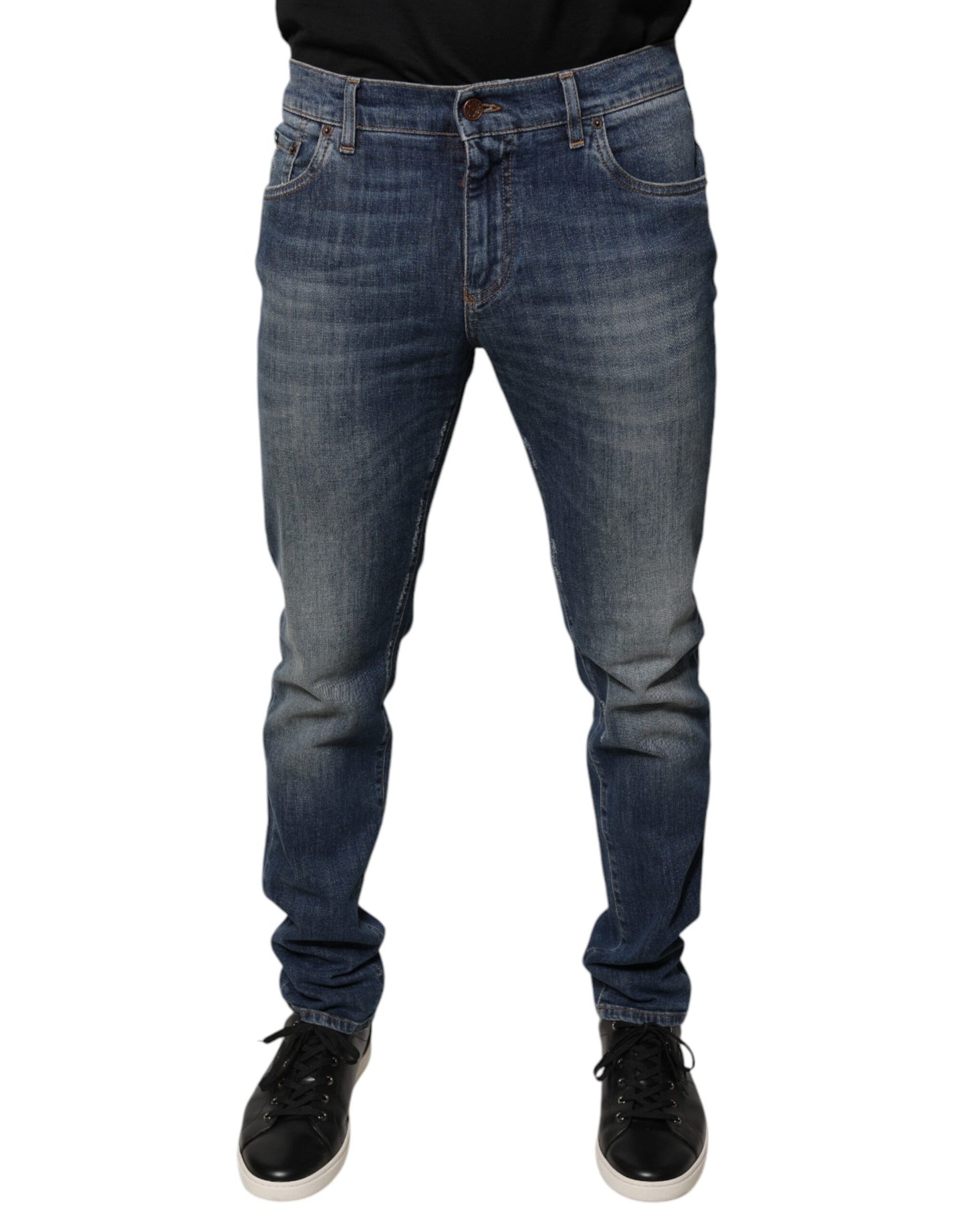 Blue DG Crown Logo Cotton Skinny Denim Jeans