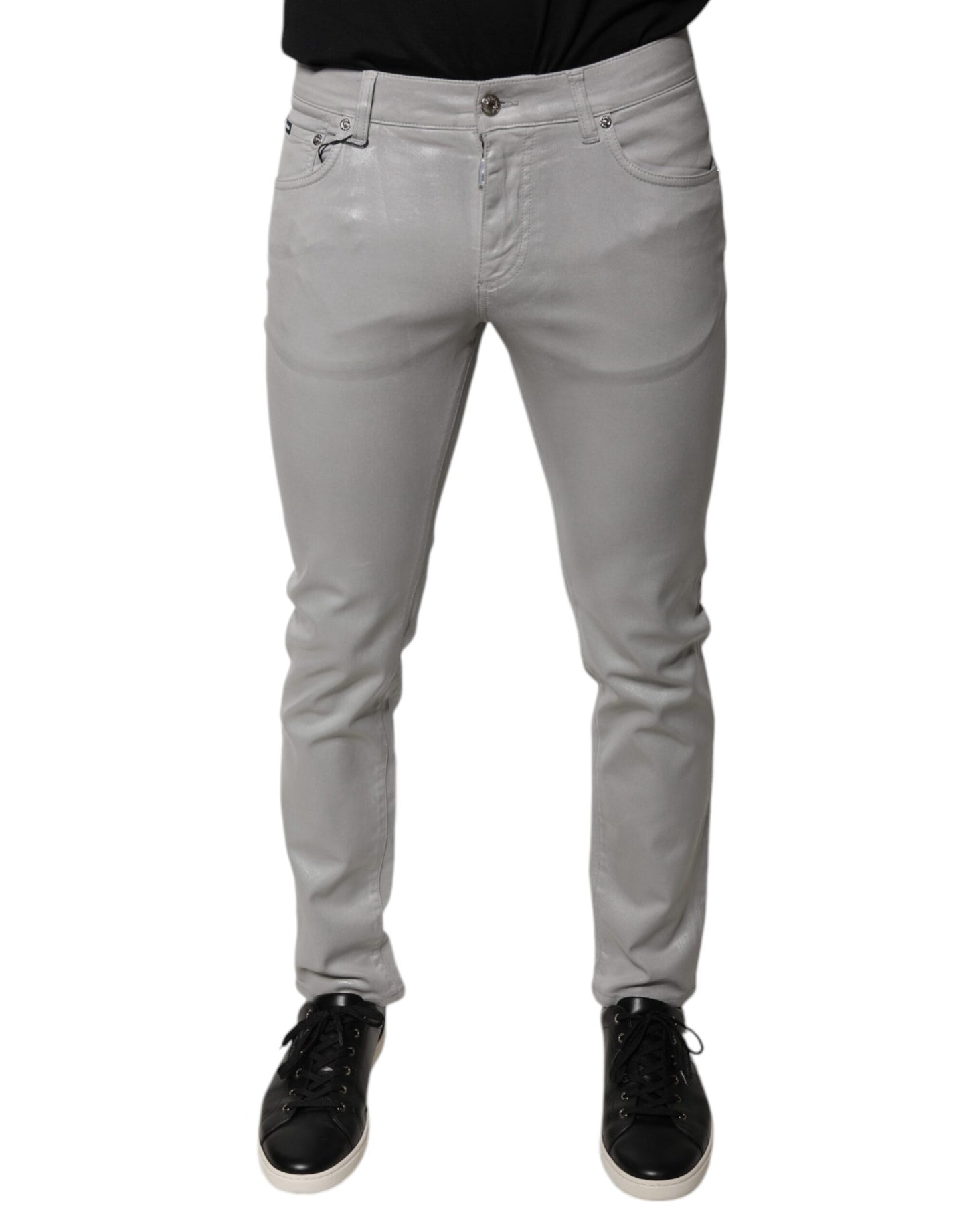 Gray Cotton Stretch Slim Fit Denim Jeans