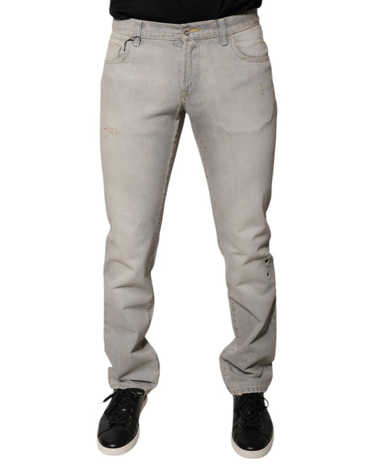 Gray Cotton Skinny Denim Jeans